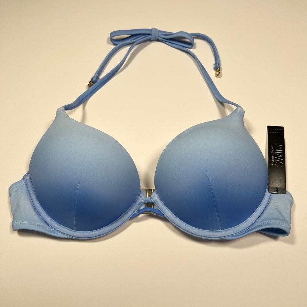 Victoria Secret 36DD Bombshell Push Up Bikini Top Add 2 Cups Pastel Blue Ombre - Picture 3 of 10